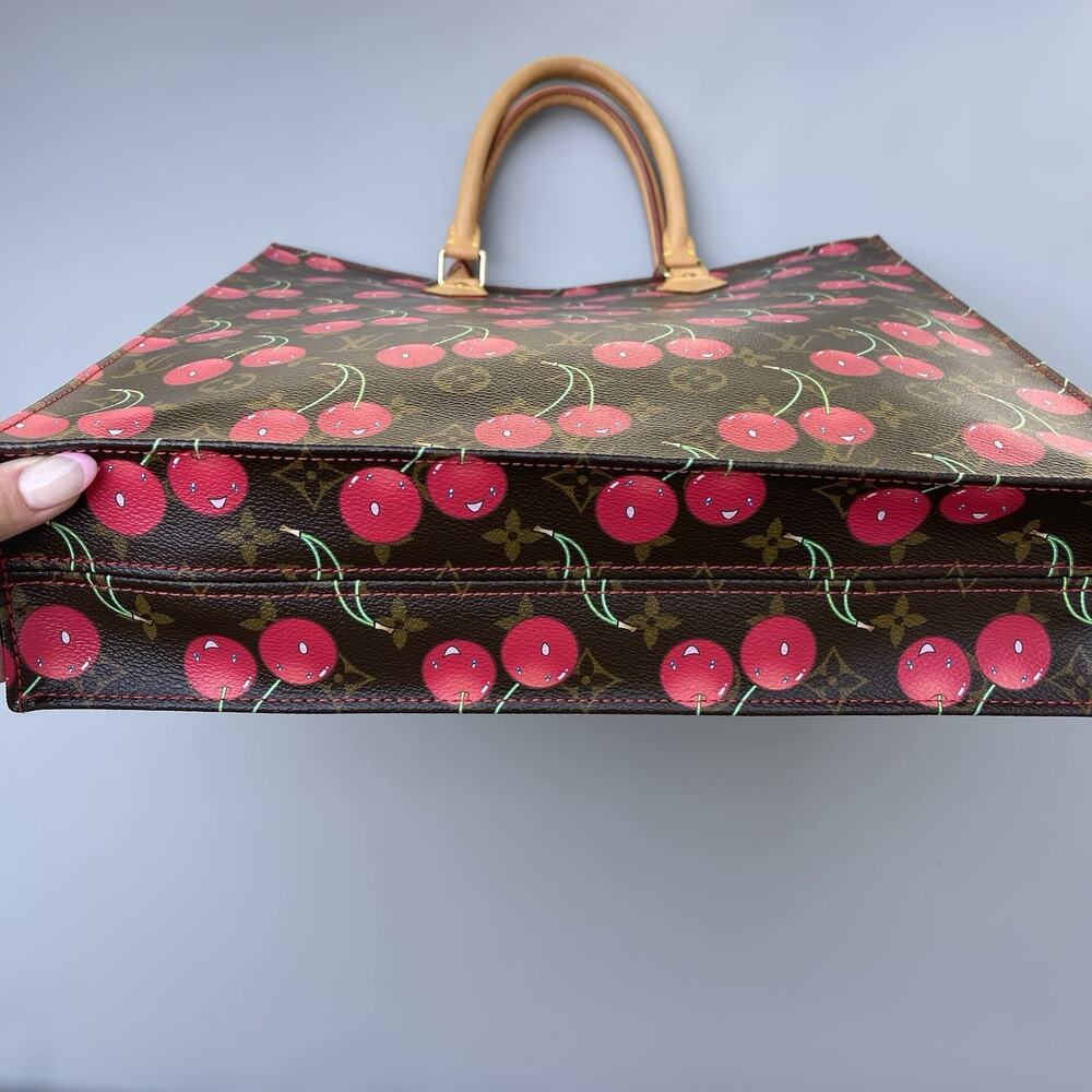 Louis Vuitton Cerise Cherry Sac Plat Brown Monogram Canvas Tote Takashi Murakami - Picture 6 of 16